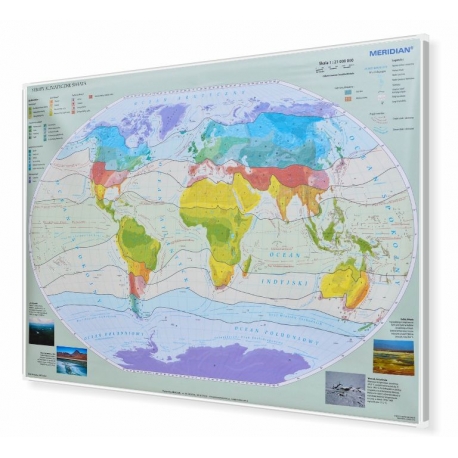 Świat strefy klimatyczne 166x114cm. Mapa do wpinania.