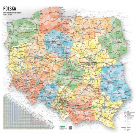 mapa scienna polski administracyjno drogowa Mapa ścienna Polska adm drog 1:750tys. 104x92cm wersja Strong. Piętka