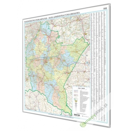 Warmińsko-Mazurskie 140x90 cm. Mapa w ramie aluminiowej.