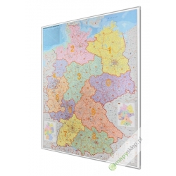 Niemcy administracyjna z kodami pocztowymi 107x135cm. Mapa do wpinania.