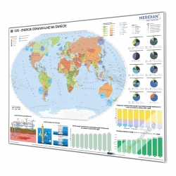 Energie odnawialne na świecie 160x120cm. Mapa magnetyczna