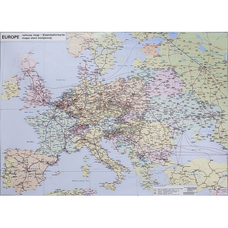 Europa kolejowa 140x95cm. Mapa ścienna.