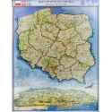 Polska administracyjno-drogowa ozdobna 100x130cm. Mapa ścienna.