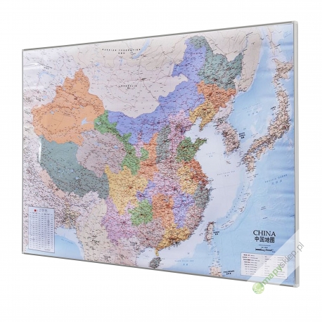 Chiny administracyjno-drogowa 134x95cm. Mapa w ramie aluminiowej.