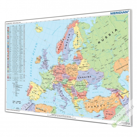 Europa polityczna 200x150cm. Mapa do wpinania w języku angielskim.