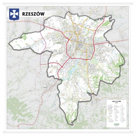 Rzeszów - plan miasta 140x142cm. Mapa ścienna.