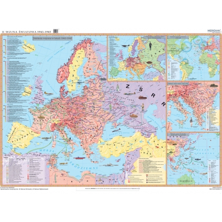 II Wojna Światowa 1943-1945 160x120cm. Mapa ścienna.