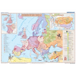 Europa XII-XIII w./Imperium Mongolskie w XIII w. 160x120cm. Mapa ścienna.