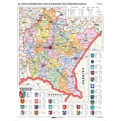 Podkarpackie administracyjna 120x160cm. Mapa ścienna.