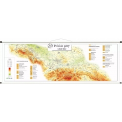 Polskie góry - Sudety, Beskidy, Tatry 106x36cm. Mapa ścienna.